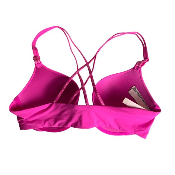 Victoria's Secret 34C T Shirt Push Up Full Coverage Bra Strappy Hot Pink - Picture 4 of 6